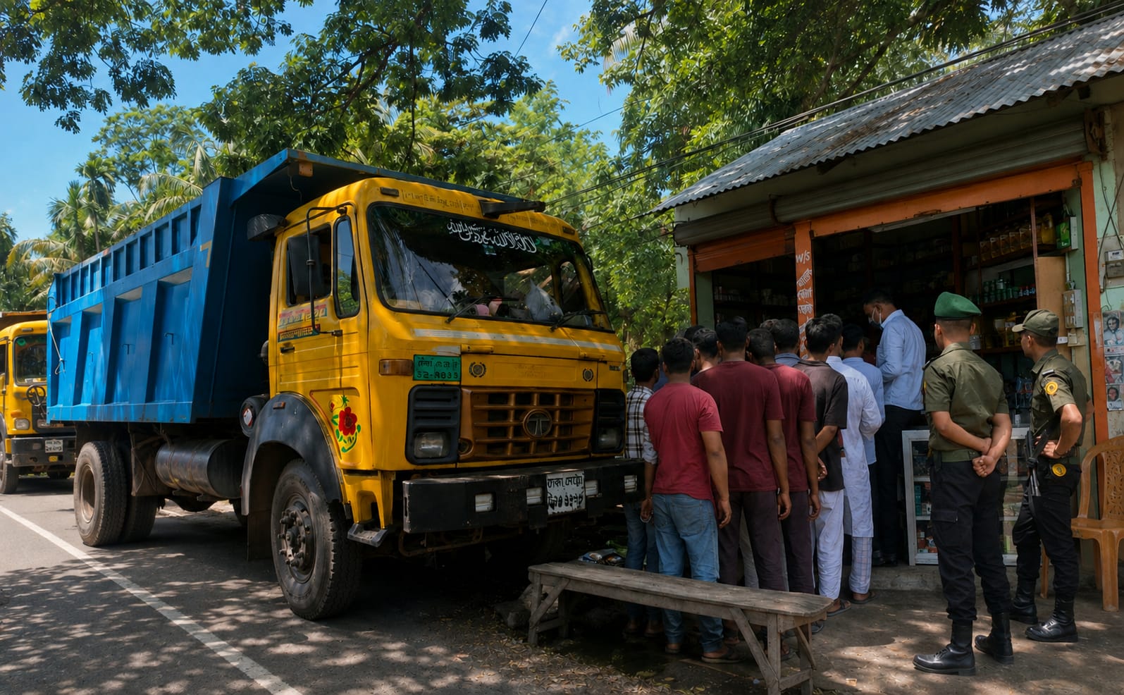 কোম্পানীগঞ্জে বালুভর্তি ১৪ ট্রাক আটক, ভ্রাম্যমাণ আদালতের অভিযান